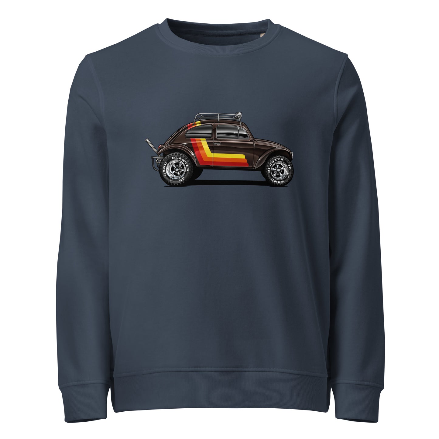 French Blue Sweatshirt with "Stripes" Baja Bug Logo
